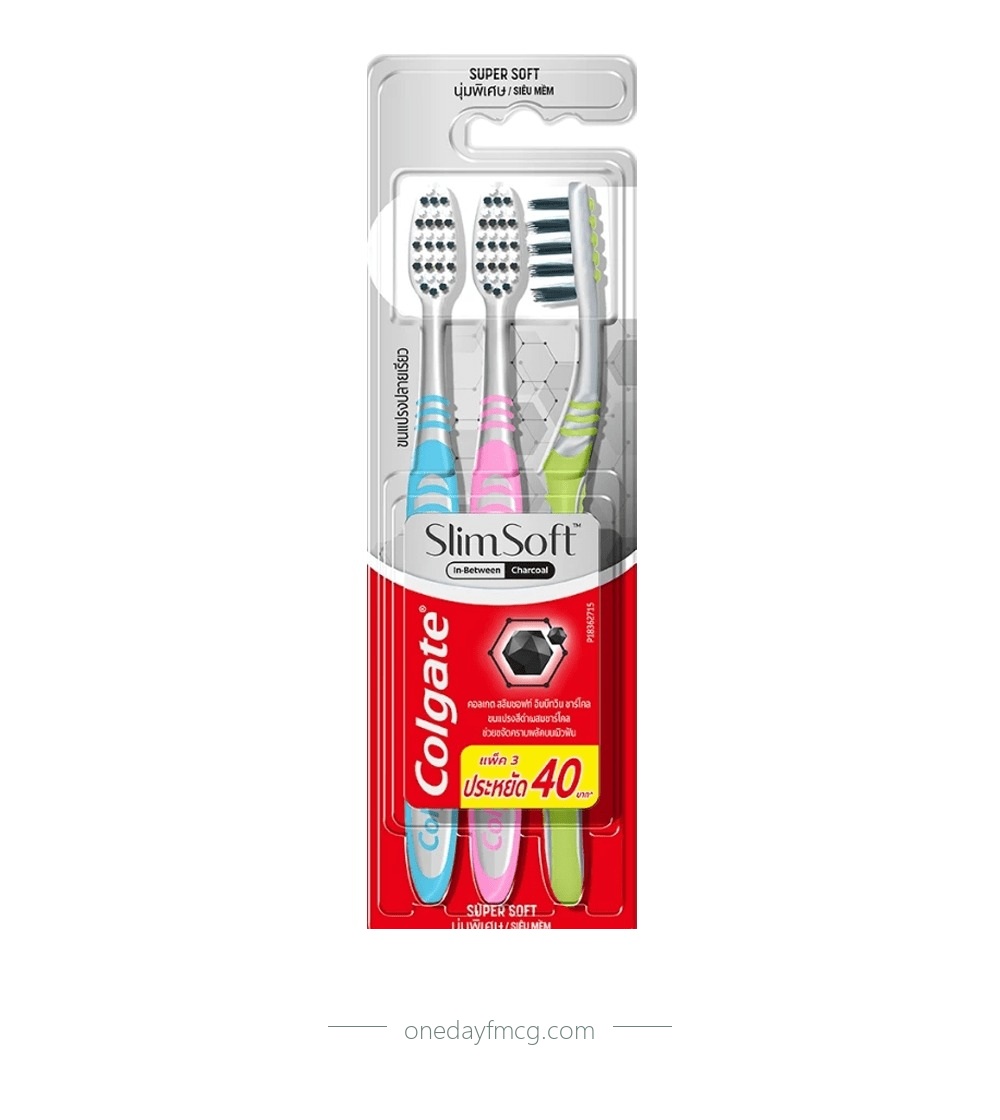 Colgate Toothbrush Slimsoft In-Between Charcoal Pack 3